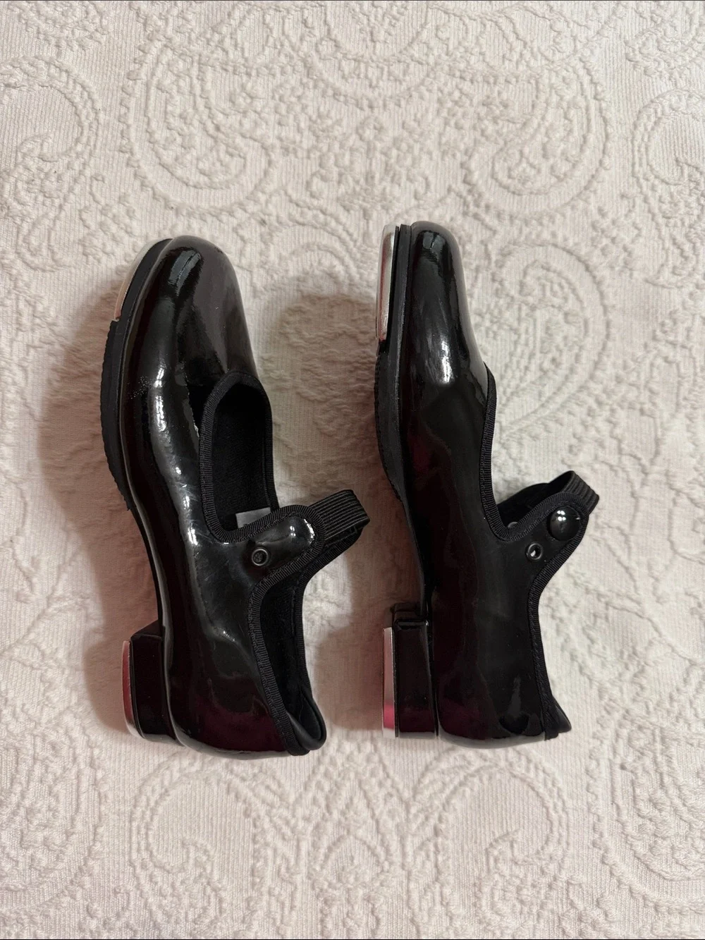 BLOCH Girls Size 12M Black Patent Tap Shoes with Mary Jane Strap